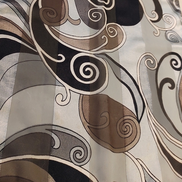 ALFRED SUNG | 100% Silk Oblong Scarf Gray, Taupe Black Modern Abstract Design - Picture 7 of 12